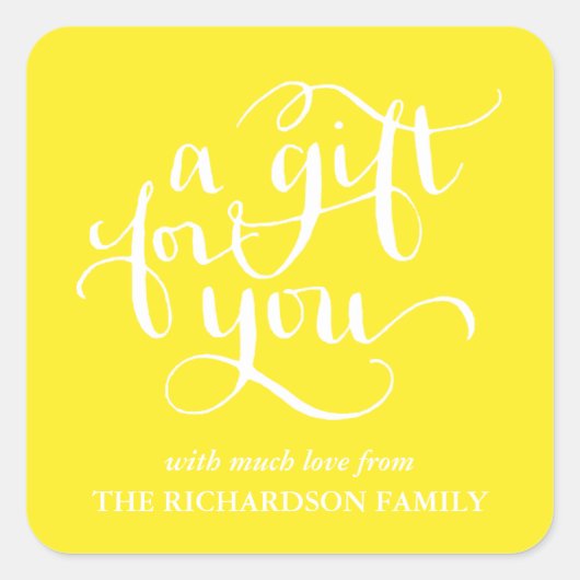 手書きエレガントスクリプトギフトラベルシール スクエアシール (正面)