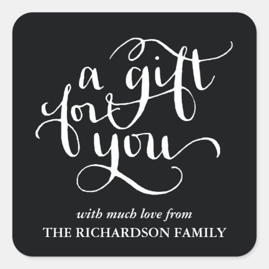 手書きエレガントスクリプトギフトラベルシール スクエアシール (正面)