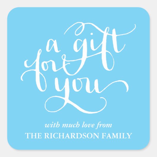 手書きエレガントスクリプトギフトラベルシール スクエアシール (正面)