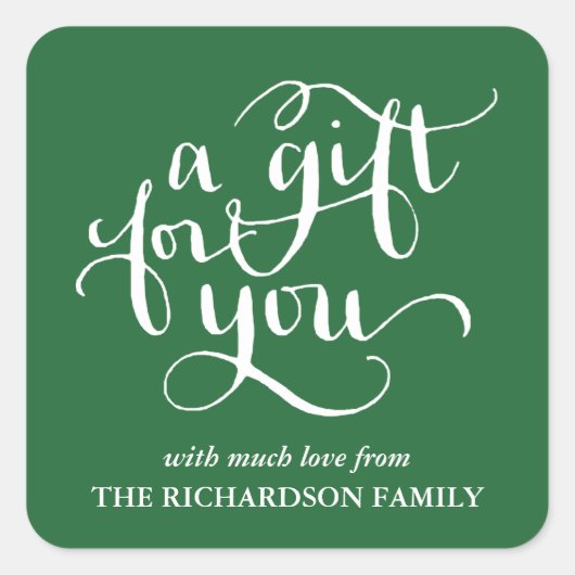 手書きエレガントスクリプトギフトラベルシール スクエアシール (正面)