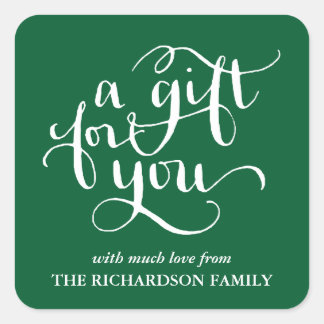 手書きエレガントスクリプトギフトラベルシール スクエアシール