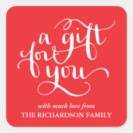 手書きエレガントスクリプトギフトラベルシール スクエアシール