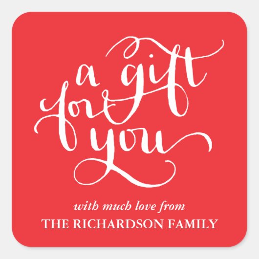 手書きエレガントスクリプトギフトラベルシール スクエアシール (正面)