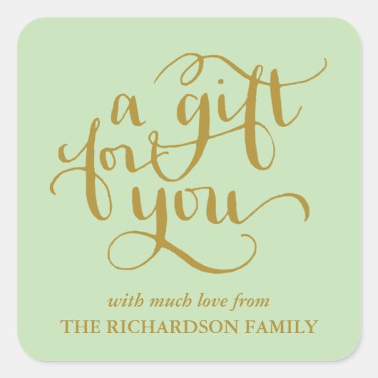 手書きエレガントスクリプトギフトラベルシール スクエアシール (正面)