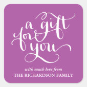 手書きエレガントスクリプトギフトラベルシール スクエアシール (正面)