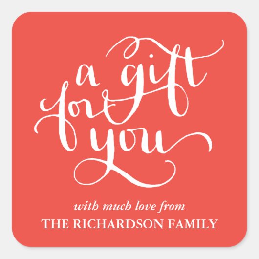 手書きエレガントスクリプトギフトラベルシール スクエアシール (正面)