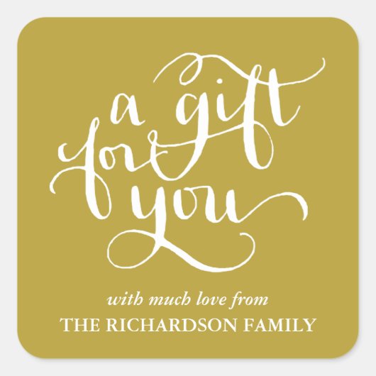 手書きエレガントスクリプトギフトラベルシール スクエアシール (正面)