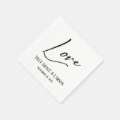 手書きエレガントスクリプトタイポグラフィの愛 スタンダードカクテルナプキン (角)