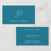 手書きエレガントスクリプトトレンディーターコイズプレーン 名刺 (正面/裏面)