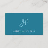 手書きエレガントスクリプトトレンディーターコイズプレーン 名刺 (正面)