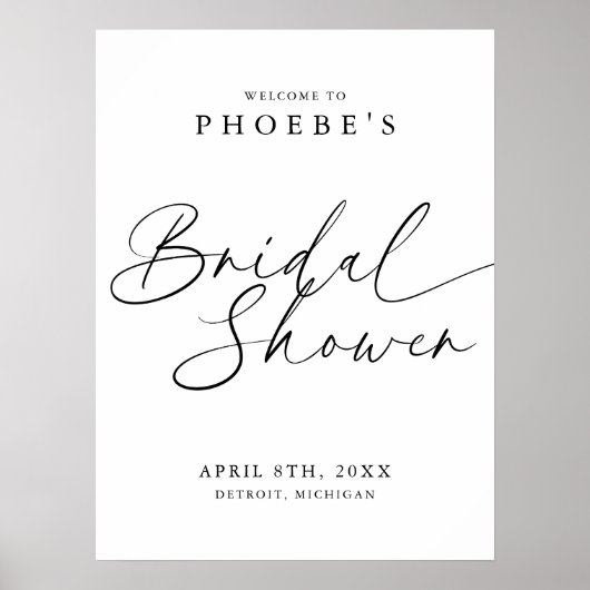 手書きエレガントスクリプトブライダルシャワーへようこそ ポスター (正面)