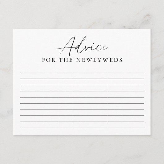 手書きエレガントスクリプトブライダルシャワーアドバイス エンクロージャーカード (正面)