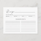 手書きエレガントスクリプトブライダルシャワーレシピ エンクロージャーカード (正面)