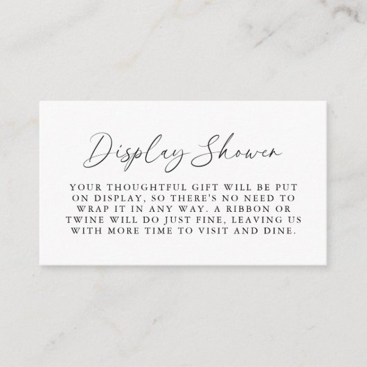 手書きエレガントスクリプトブライダル表示シャワー エンクロージャーカード (正面)