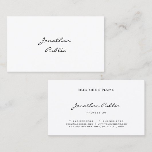 手書きエレガントスクリプトモダンプロフェッショナル上 名刺 (正面/裏面)