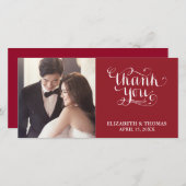 手書きエレガントスクリプト写真サンキューカード サンキューカード (正面/裏面)