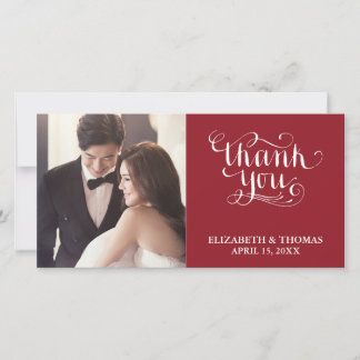 手書きエレガントスクリプト写真サンキューカード サンキューカード