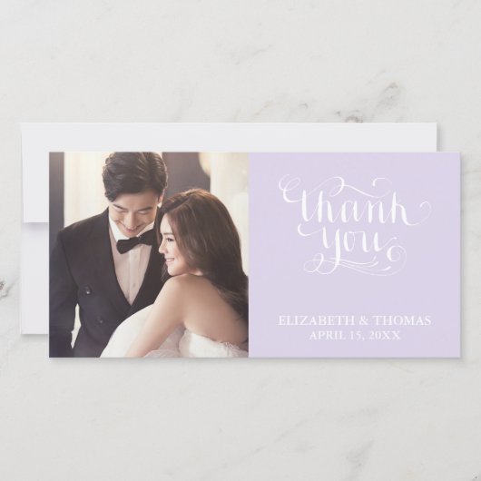 手書きエレガントスクリプト写真サンキューカード サンキューカード (正面)
