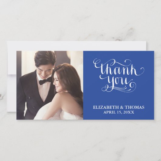 手書きエレガントスクリプト写真サンキューカード サンキューカード (正面)