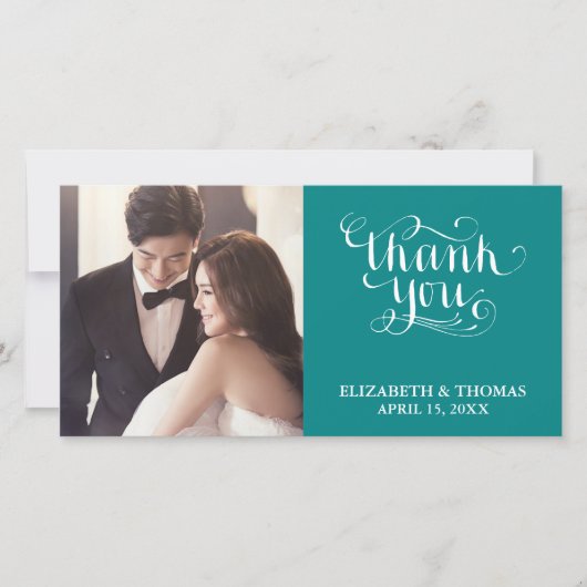 手書きエレガントスクリプト写真サンキューカード サンキューカード (正面)