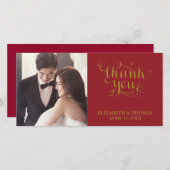 手書きエレガントスクリプト写真サンキューカード サンキューカード (正面/裏面)