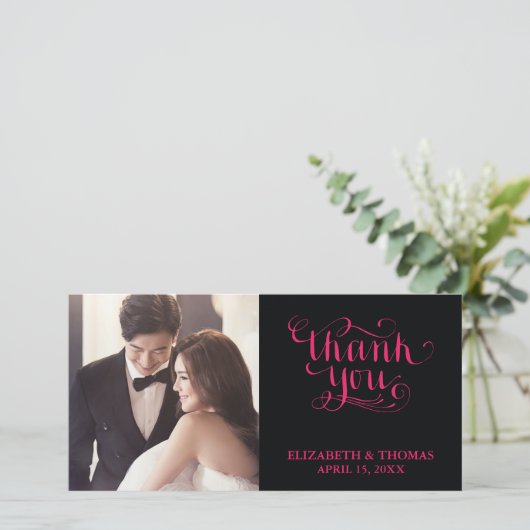 手書きエレガントスクリプト写真サンキューカード サンキューカード (スタンド正面)