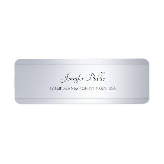 手書きエレガントスクリプト文字シルバーテンプレート ラベル (正面)