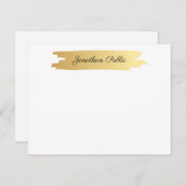 手書きエレガントスクリプト金ゴールドホワイトテンプレート ノートカード (正面/裏面)
