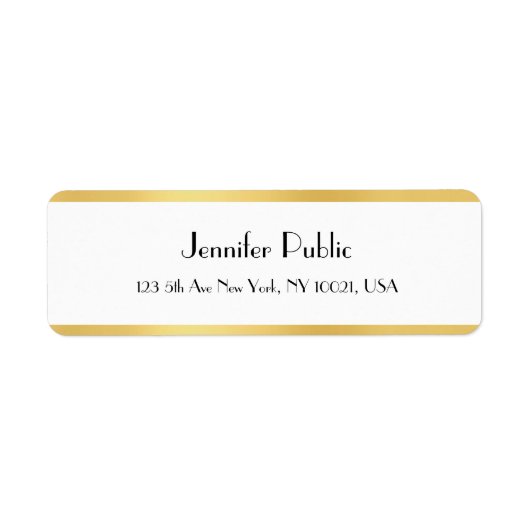 手書きエレガントスクリプト金ゴールドホワイトテンプレート ラベル (正面)