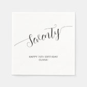 手書きエレガントスクリプト70誕生日 スタンダードカクテルナプキン (正面)