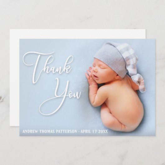 手書きエレガントスクリプト |新生児ありがとう (正面/裏面)