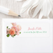 手書きエレガントテンプレート水色バラシック ラベル (インサイチュ)