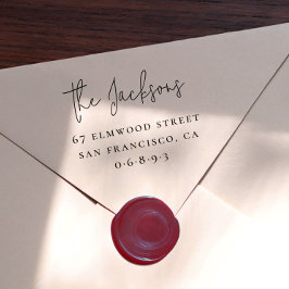 手書きエレガントファミリ名とセリフのアドレス ラバースタンプ