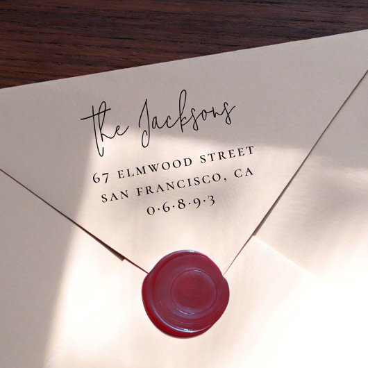 手書きエレガントファミリ名とセリフのアドレス ラバースタンプ