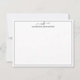 手書きエレガントモダンモノグラム名 ノートカード