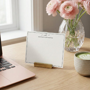 手書きエレガントモダンモノグラム名 ノートカード