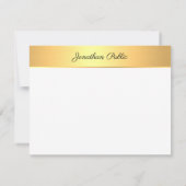 手書きエレガントモノグラムのスクリプト金ゴールドモダン ノートカード (裏面)