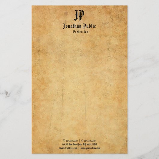 手書きエレガントモノグラムテンプレートヴィンテージ 便箋 (正面)