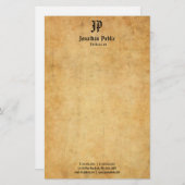 手書きエレガントモノグラムテンプレートヴィンテージ 便箋 (正面/裏面)