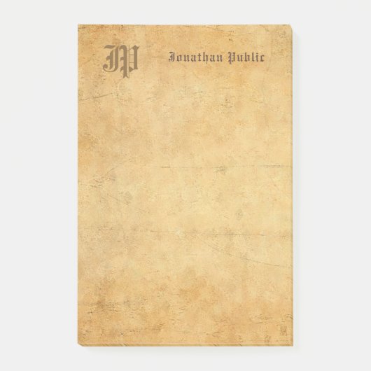 手書きエレガントモノグラムヴィンテージテンプレート ポストイット (正面)