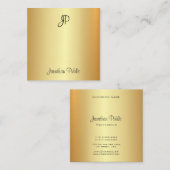 手書きエレガントモノグラモダンム金ゴールドテンプレート スクエア名刺 (正面/裏面)