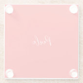 手書きエレガント名の赤い色プレーン ガラスコースター (裏面)