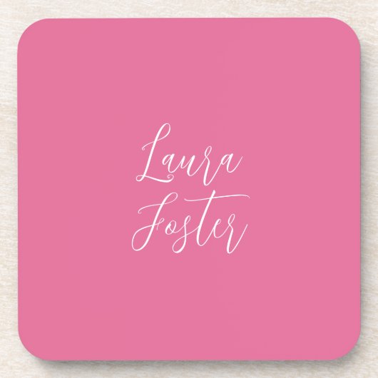 手書きエレガント名ピンク色 コースター (正面)