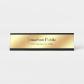 手書きエレガント名文字モダン金ゴールドテンプレート デスクネームプレート (正面)