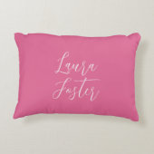 手書きエレガント名薄紫とピンク色 アクセントクッション (裏面)