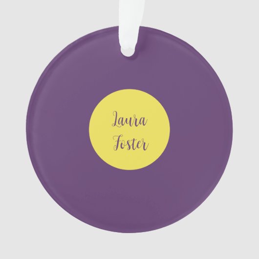 手書きエレガント名Indigo & Yellow Color オーナメント (正面)