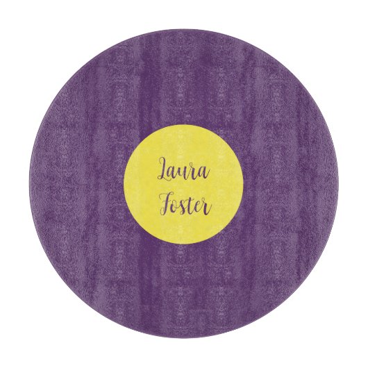 手書きエレガント名Indigo & Yellow Color カッティングボード (正面)