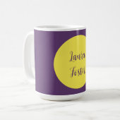 手書きエレガント名Indigo & Yellow Color コーヒーマグカップ (正面左)