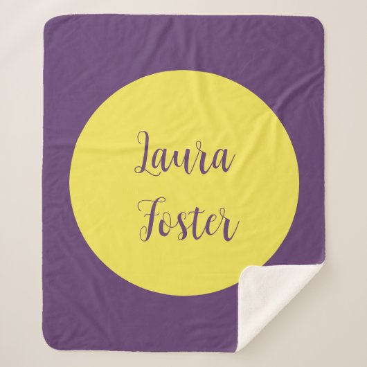 手書きエレガント名Indigo & Yellow Color シェルパブランケット (正面)