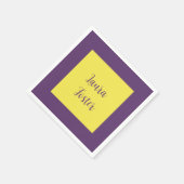 手書きエレガント名Indigo & Yellow Color スタンダードカクテルナプキン (角)